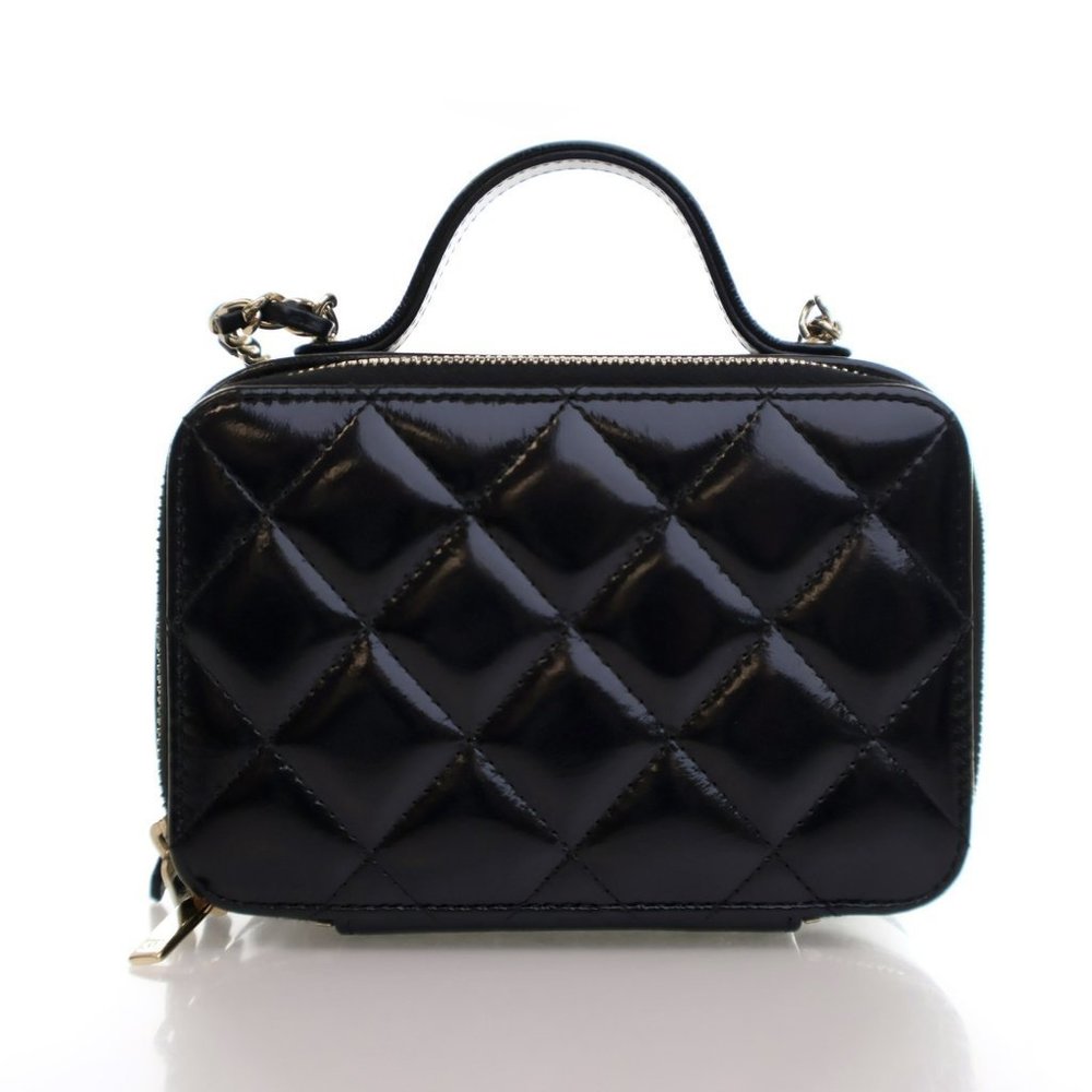 Chanel Small Black Glazed Calfskin Top Handle Vanity Case - Picture 11 of 14